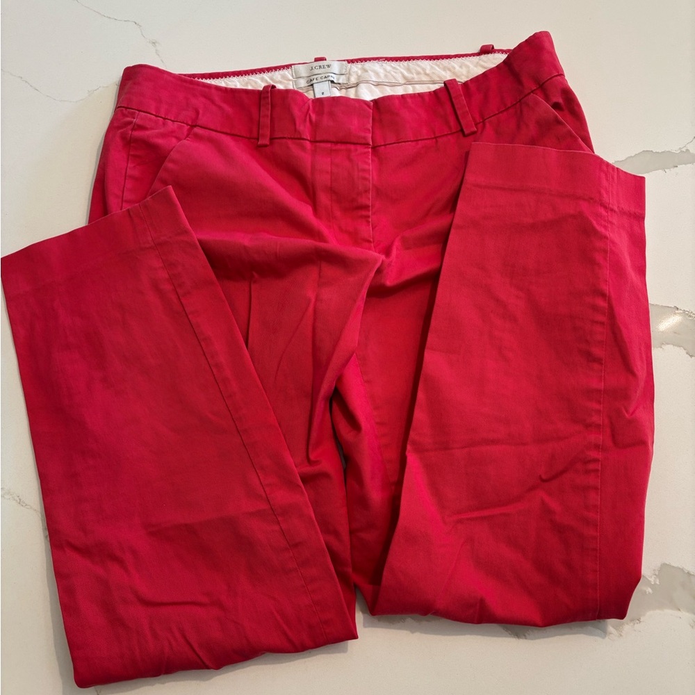 J. Crew Cafe Capri in Bold Pink